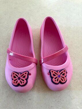Girls Crocs Ballet Flats Butterfly Pink Size C12